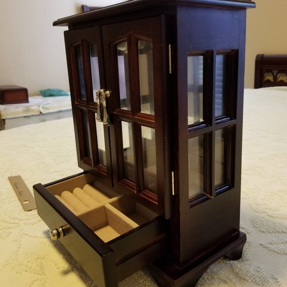 Storage & Organization Upright Wood And Glass Jewelry Box Poshmark